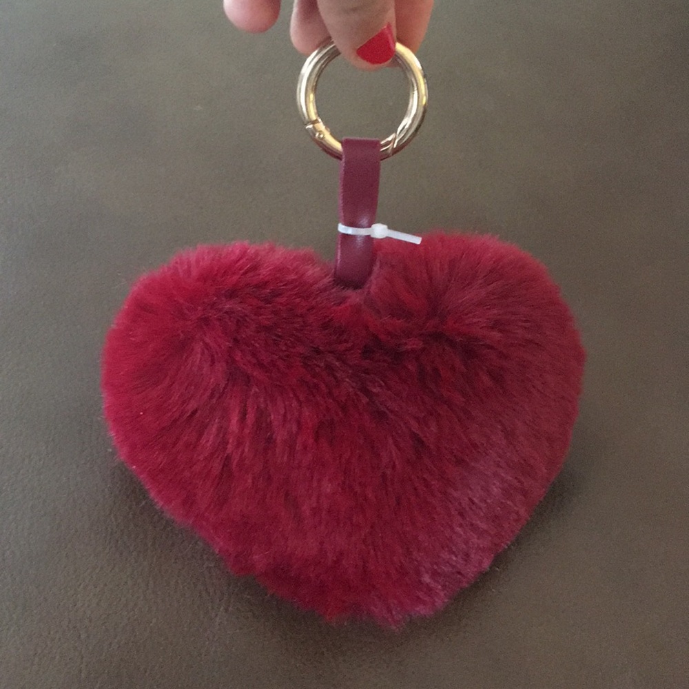 Ruby Red Fuzzy Heart Key Chain ♥️